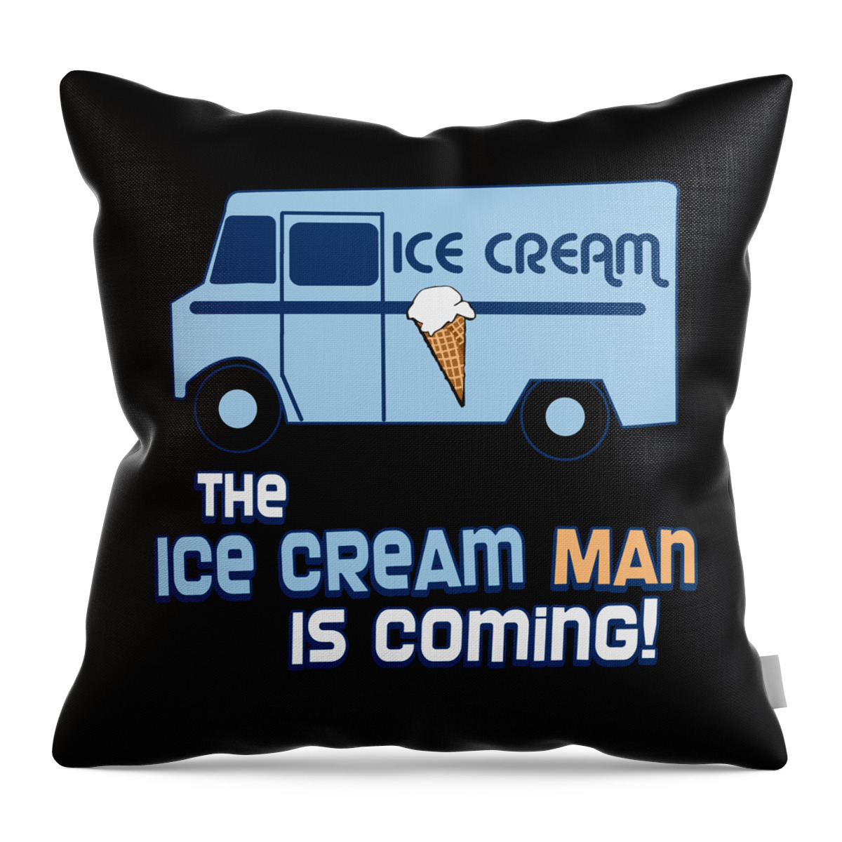 Funny Throw Pillow featuring the digital art The Ice Cream Man Is Coming by Flippin Sweet Gear
