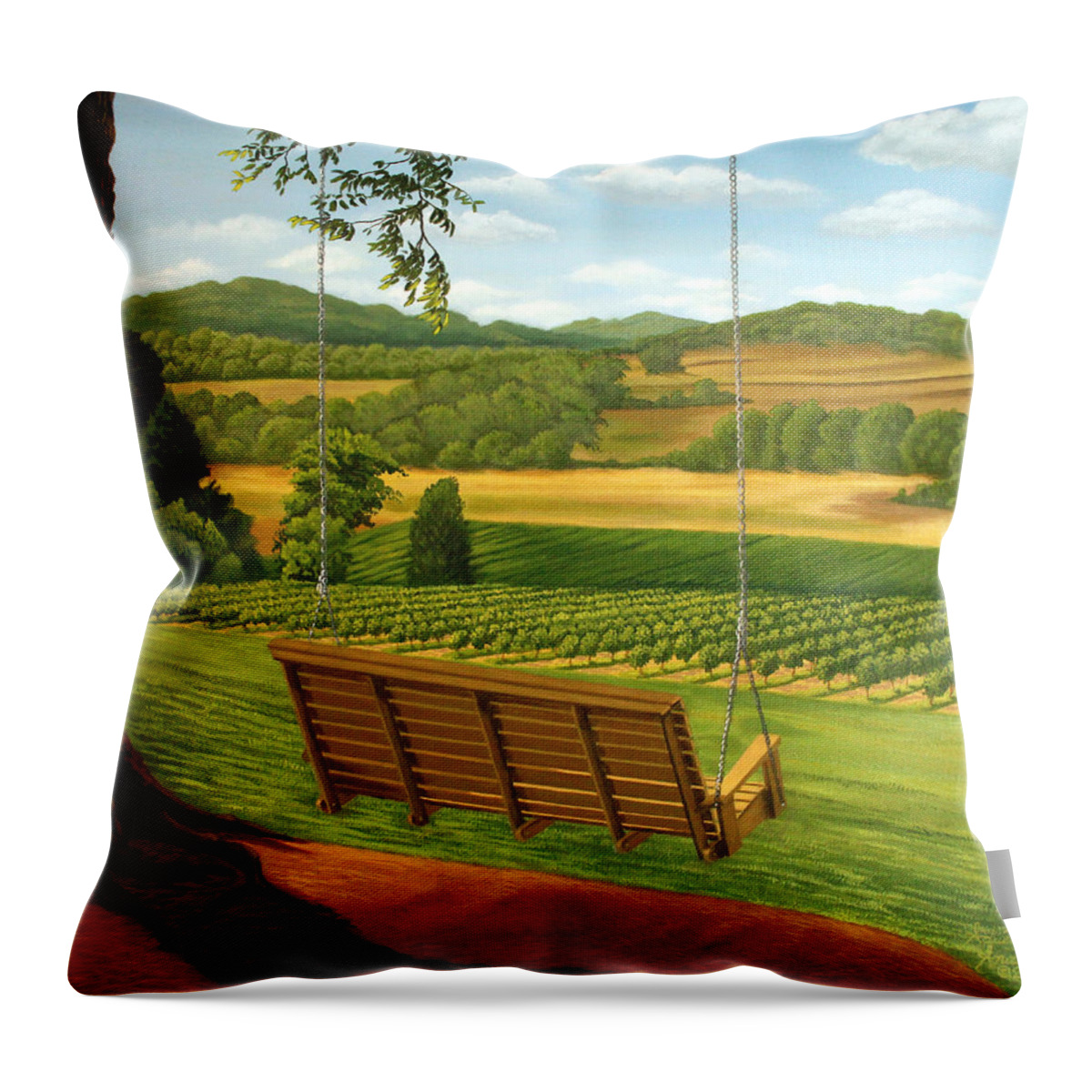 Vineyard Throw Pillow featuring the painting The Invitation by Adrienne Dye