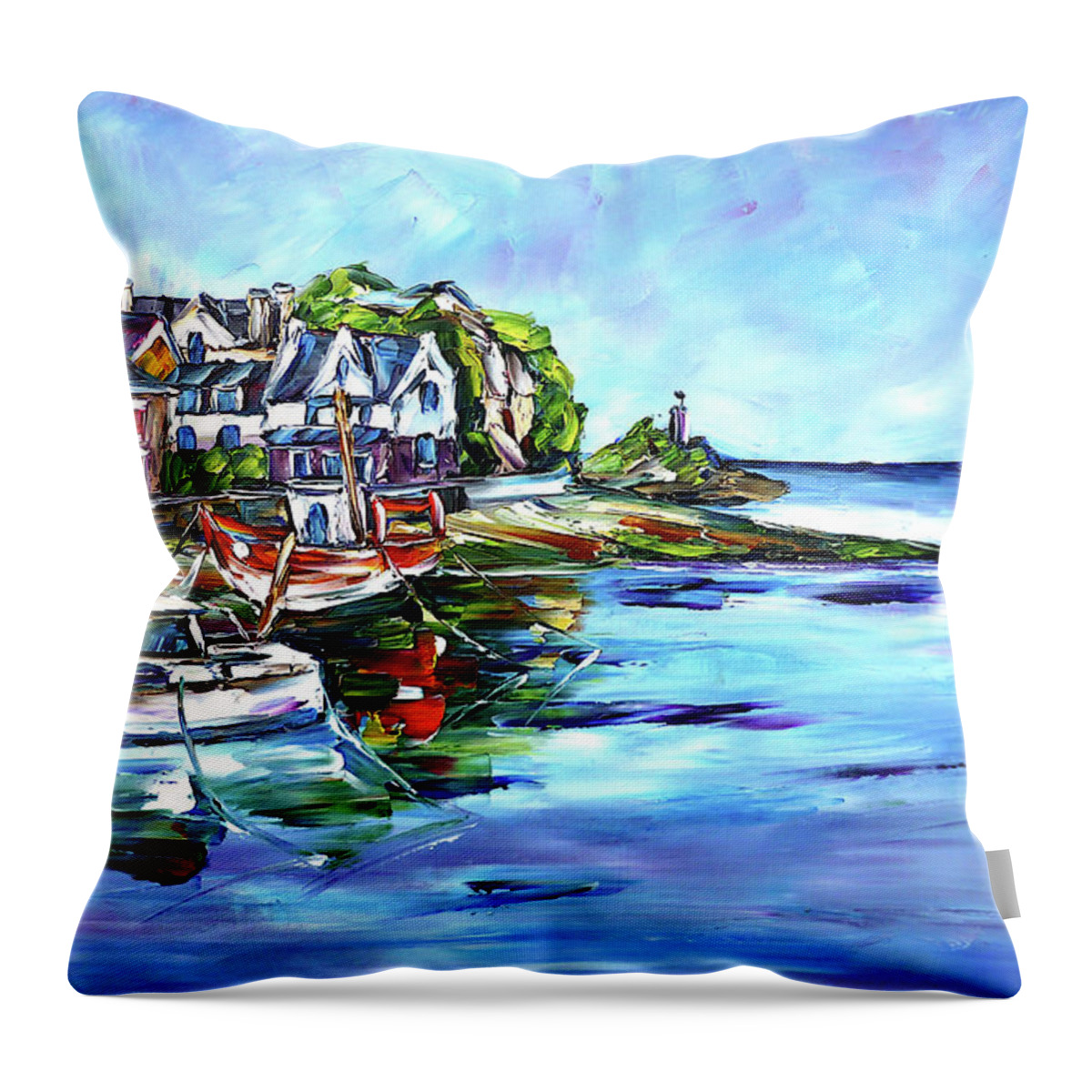 Loguivy De La Mer Throw Pillow featuring the painting The Islands Of Brittany by Mirek Kuzniar