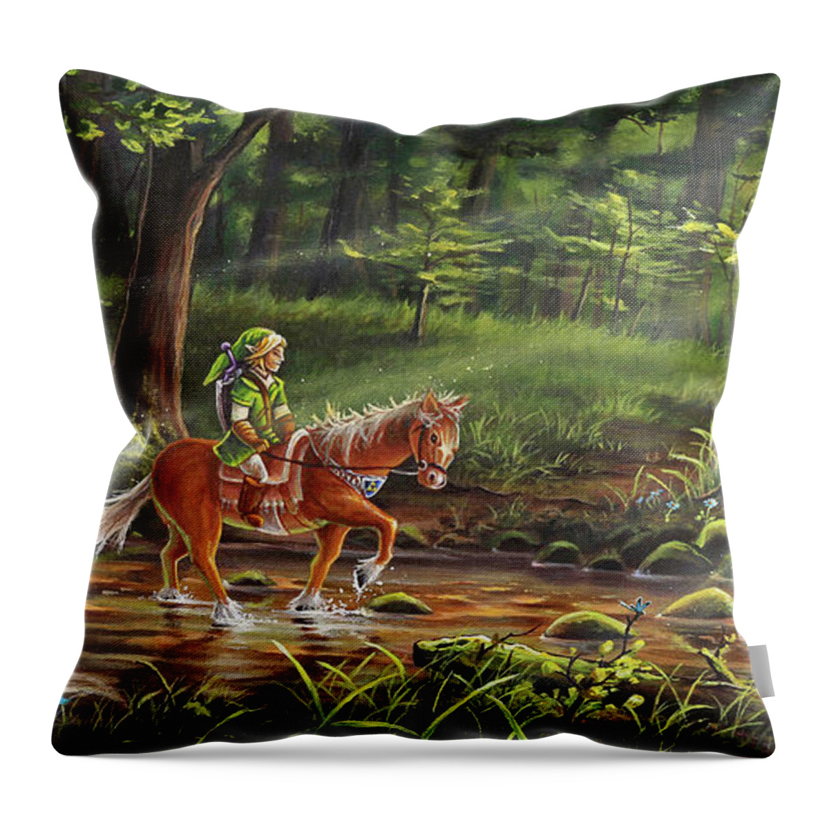 Landscape Throw Pillow featuring the painting The Journey Begins by Joe Mandrick