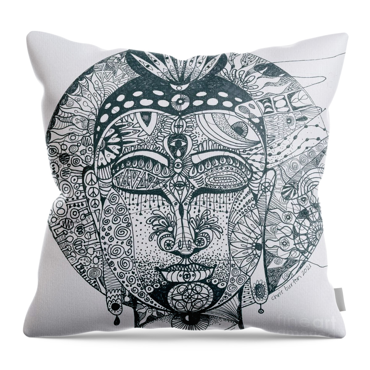Original Line Art Illustration Throw Pillow featuring the drawing The Journey by Chris Burton