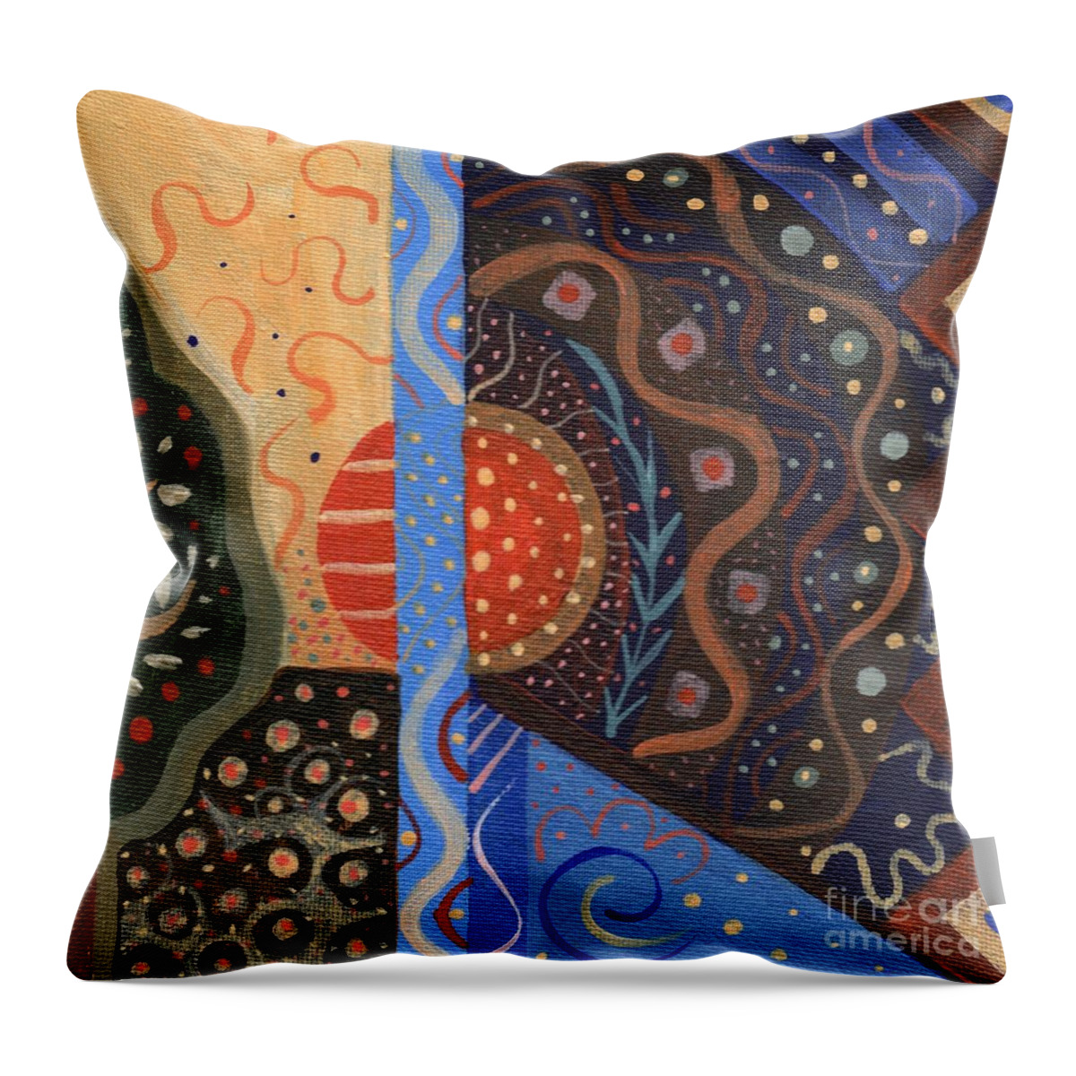 The Joy Of Design Lxii By Helena Tiainen Throw Pillow featuring the painting The Joy of Design LXII by Helena Tiainen