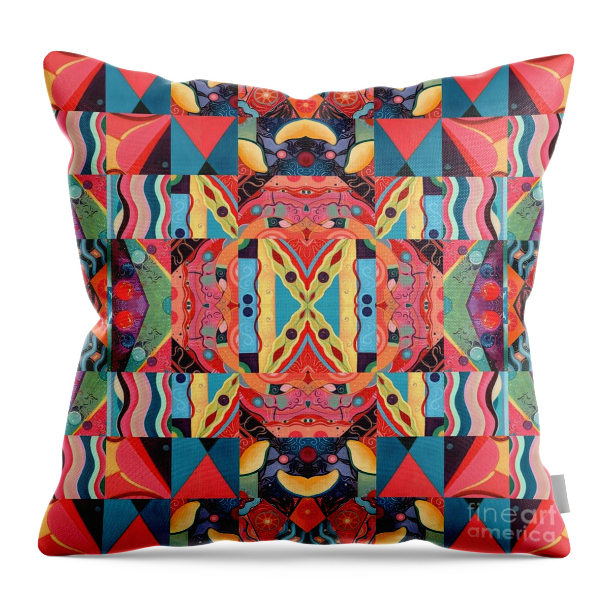 The Joy Of Design Mandala Series Puzzle 8 Arrangement 7 By Helena Tiainen Throw Pillow featuring the painting The Joy of Design Mandala Series Puzzle 8 Arrangement 7 by Helena Tiainen