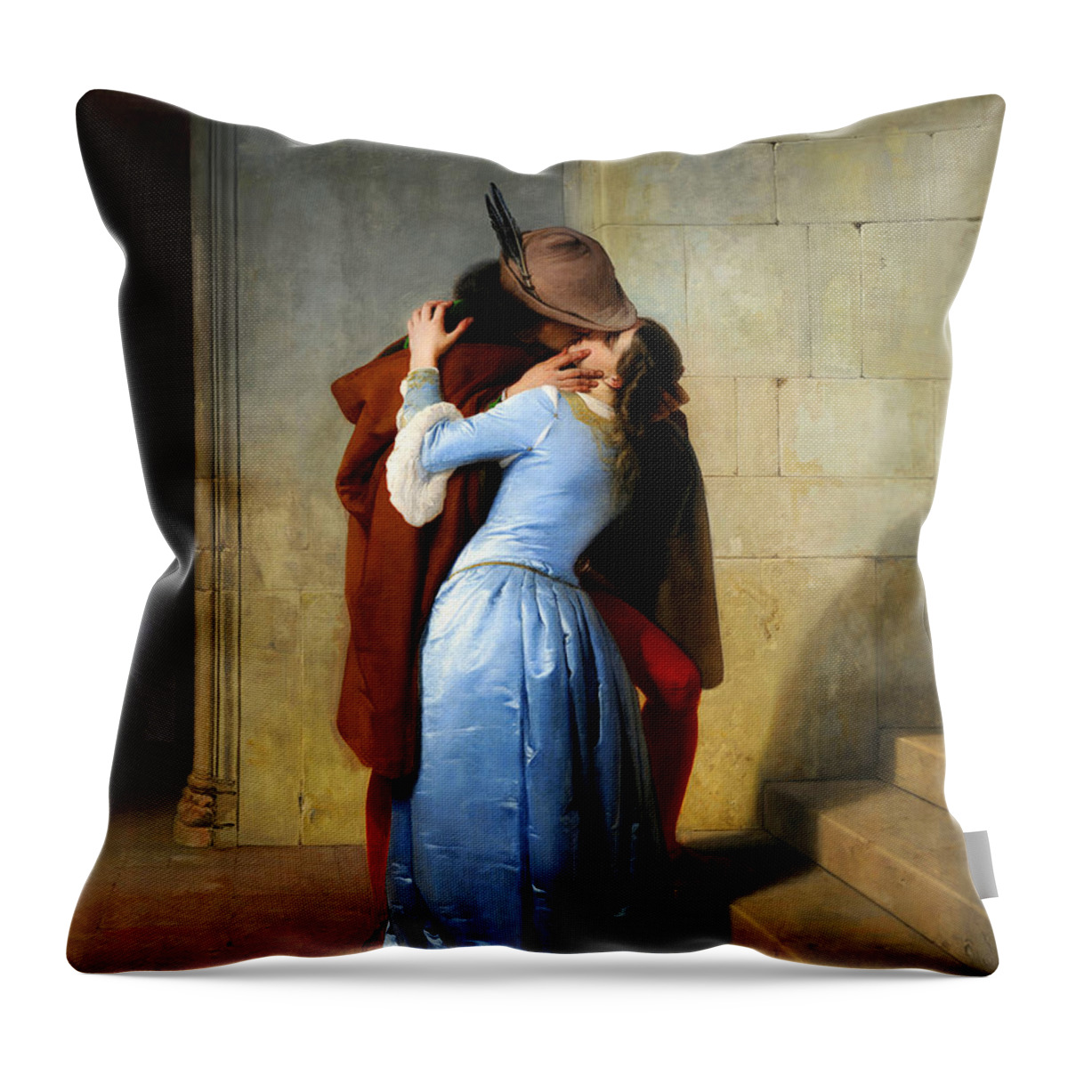 Kiss Throw Pillow featuring the painting The Kiss by Long Shot