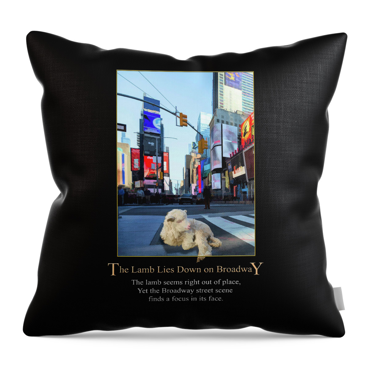 The Lamb Lies Down On Broadway Throw Pillow featuring the digital art The Lamb Lies Down on Broadway by John Haldane