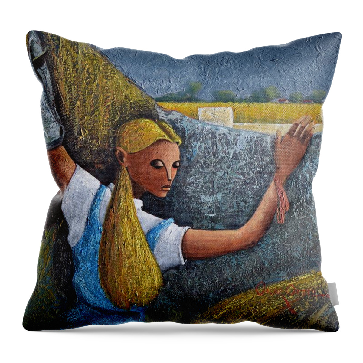 Horse Throw Pillow featuring the painting The Last Goodbye by Oscar Ortiz