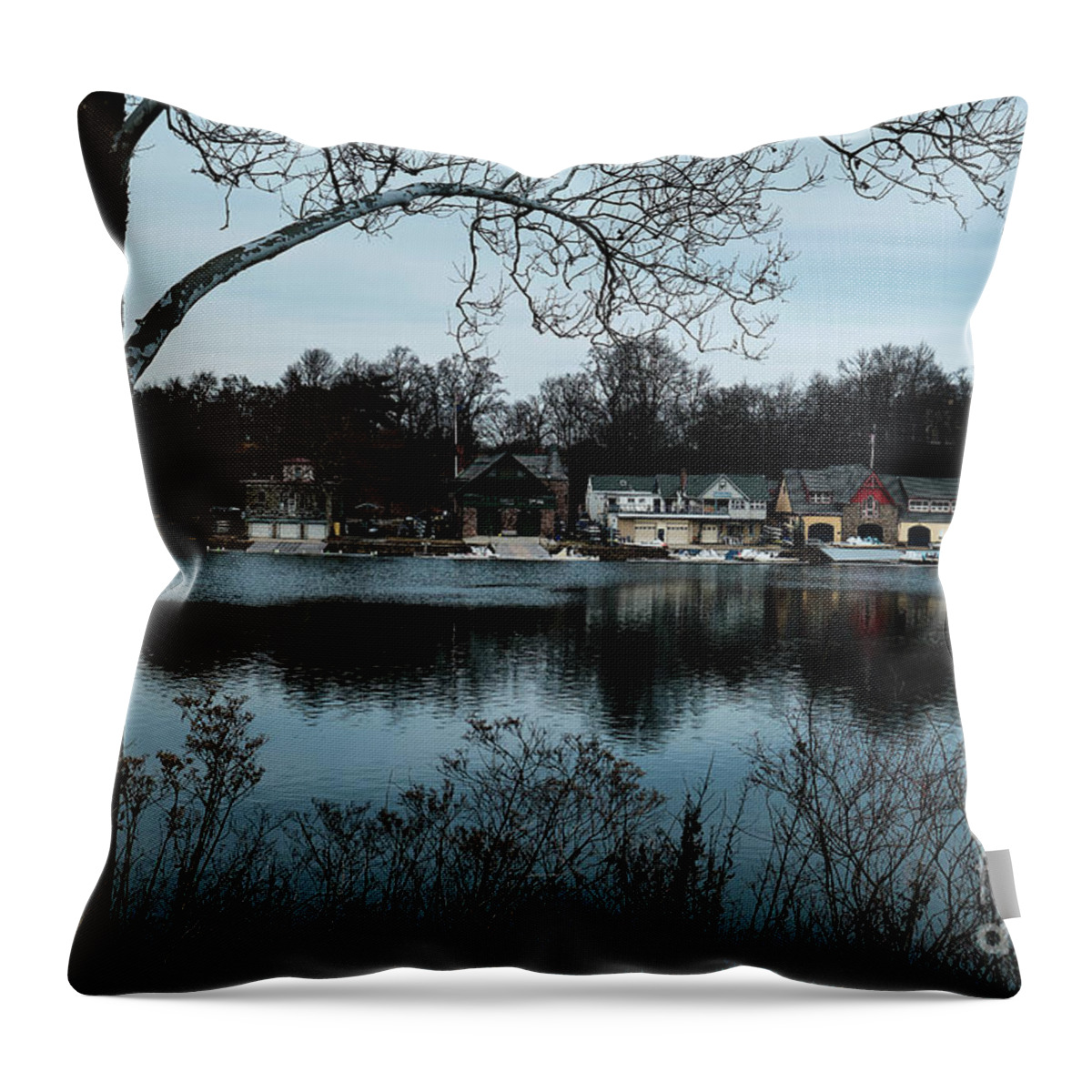 Boat Throw Pillow featuring the photograph The last leave has fallen by Paul Watkins