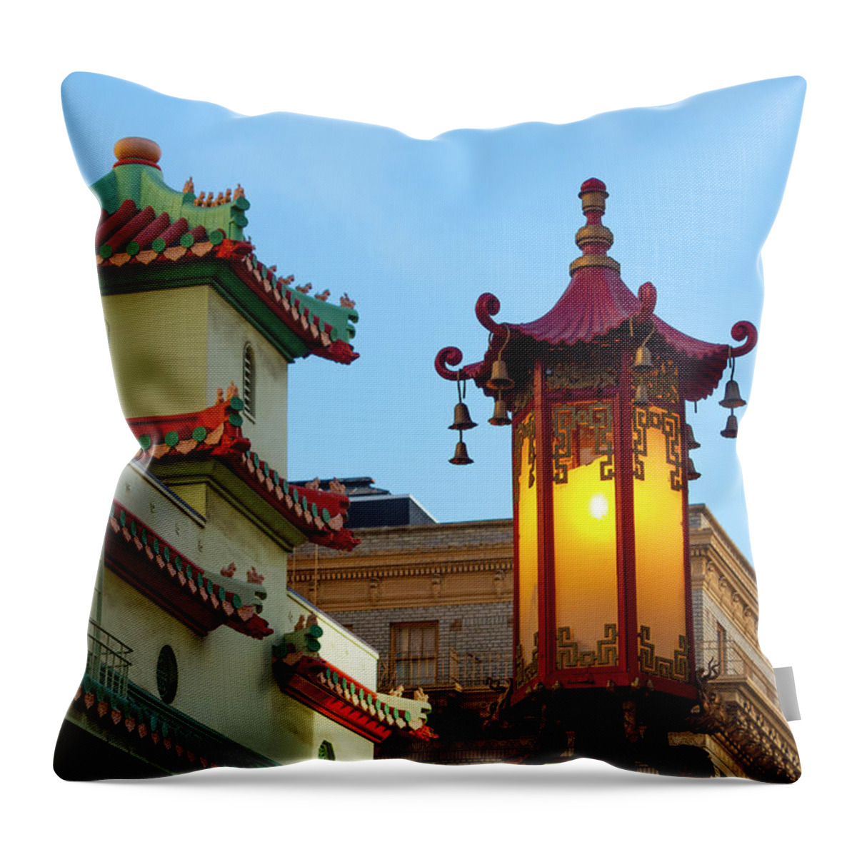 Lantern Throw Pillow featuring the photograph The Light of Chinatown by Bonnie Follett