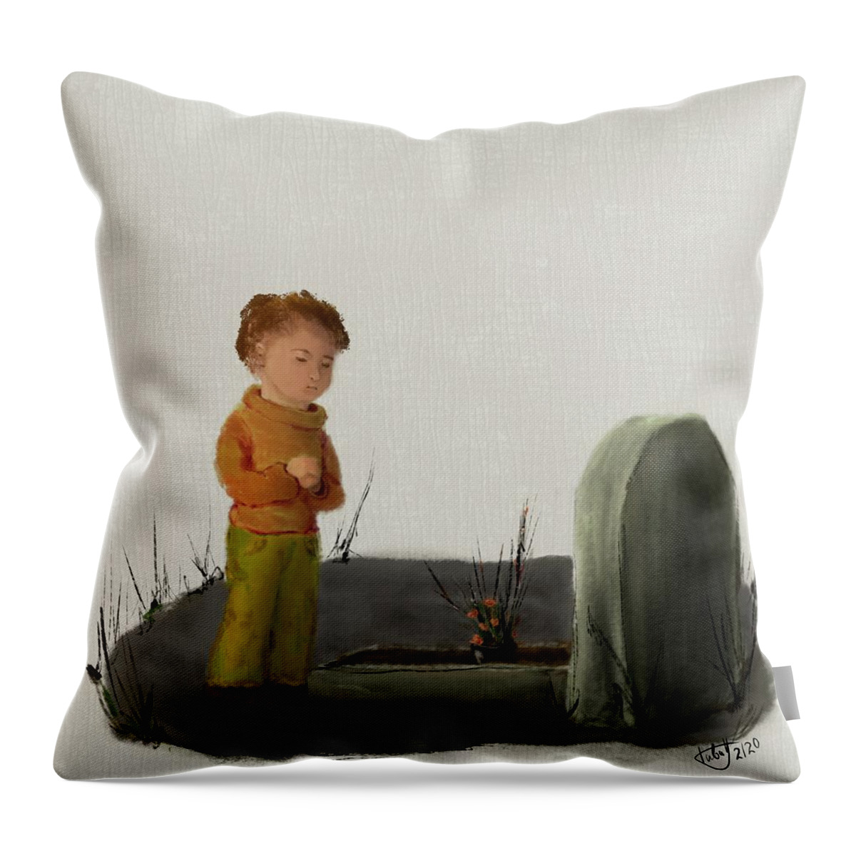 Visitor Throw Pillow featuring the digital art The Little Visitor by Mandy Tabatt