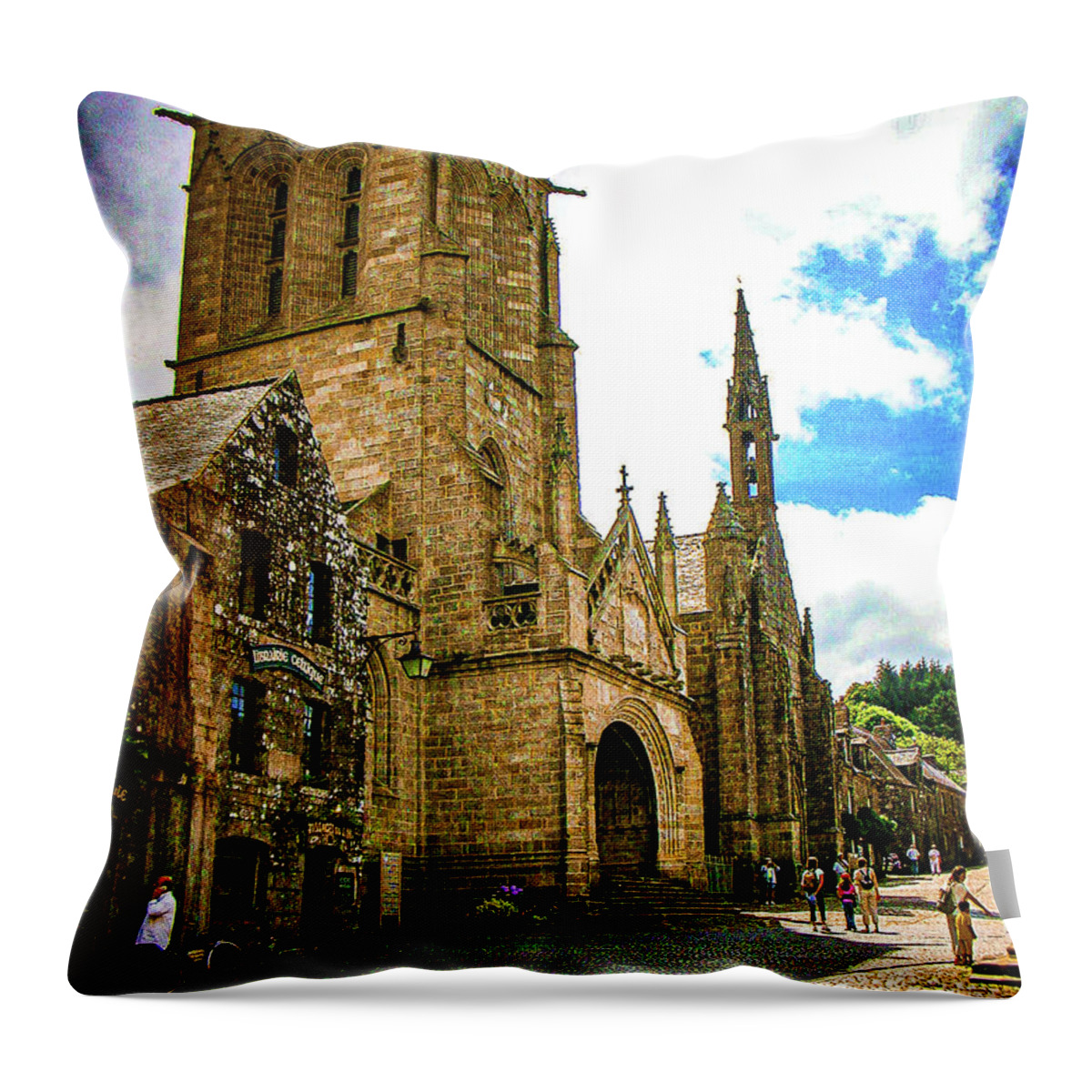 France Throw Pillow featuring the photograph The Locronan Parish close by Jim Feldman