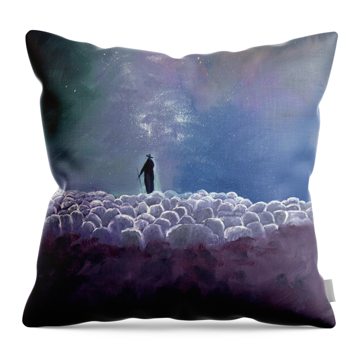 Solitary Figure Throw Pillow featuring the painting The Lord Is My Shepherd by Evelyn Snyder