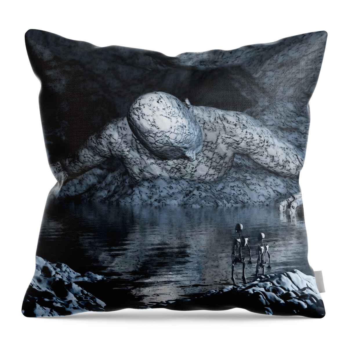 Lost Throw Pillow featuring the digital art The Lost Titan in the Realm of Perdition by John Alexander