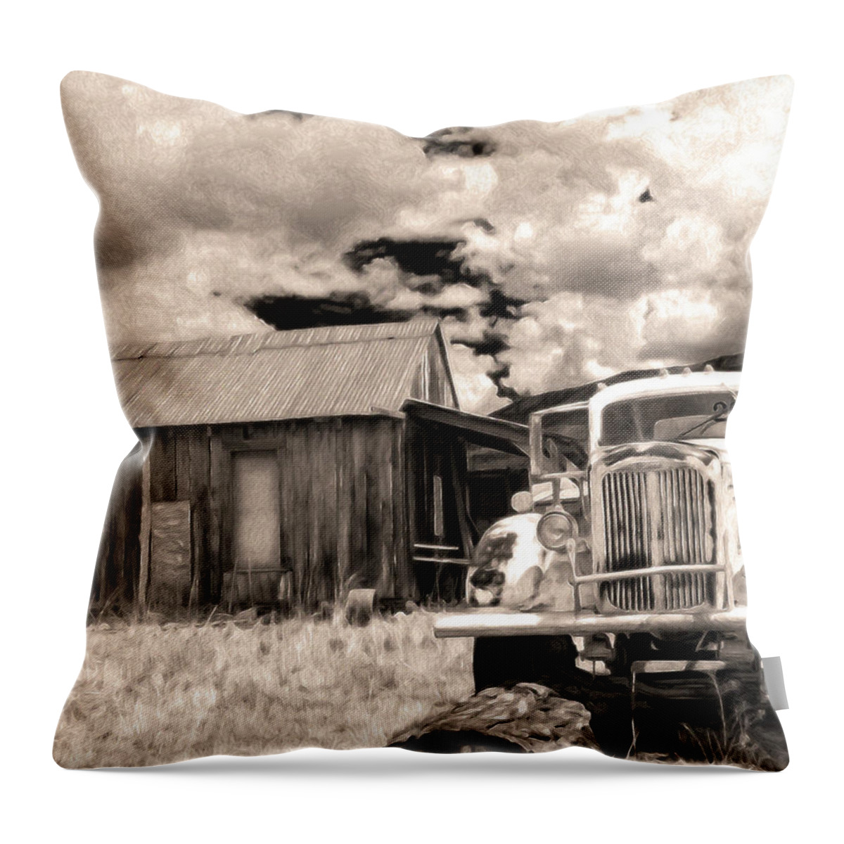 Mack Throw Pillow featuring the photograph The Mack and the Shack by Joe Schofield