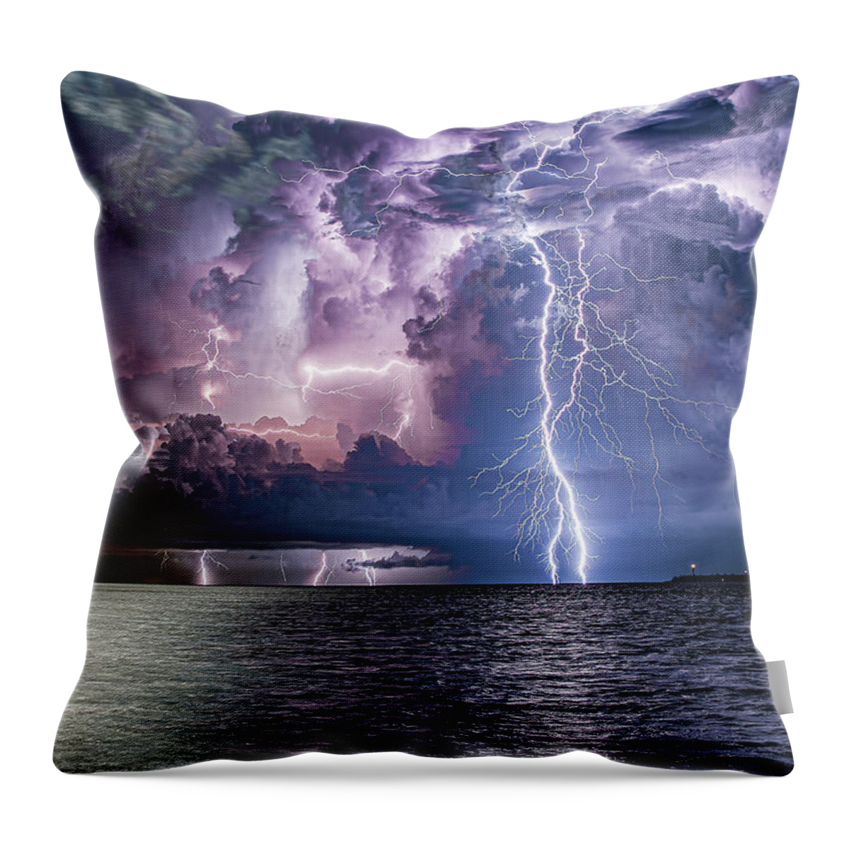 Lightning Throw Pillow featuring the photograph The Many Shades of Lightning by Edward Saternus