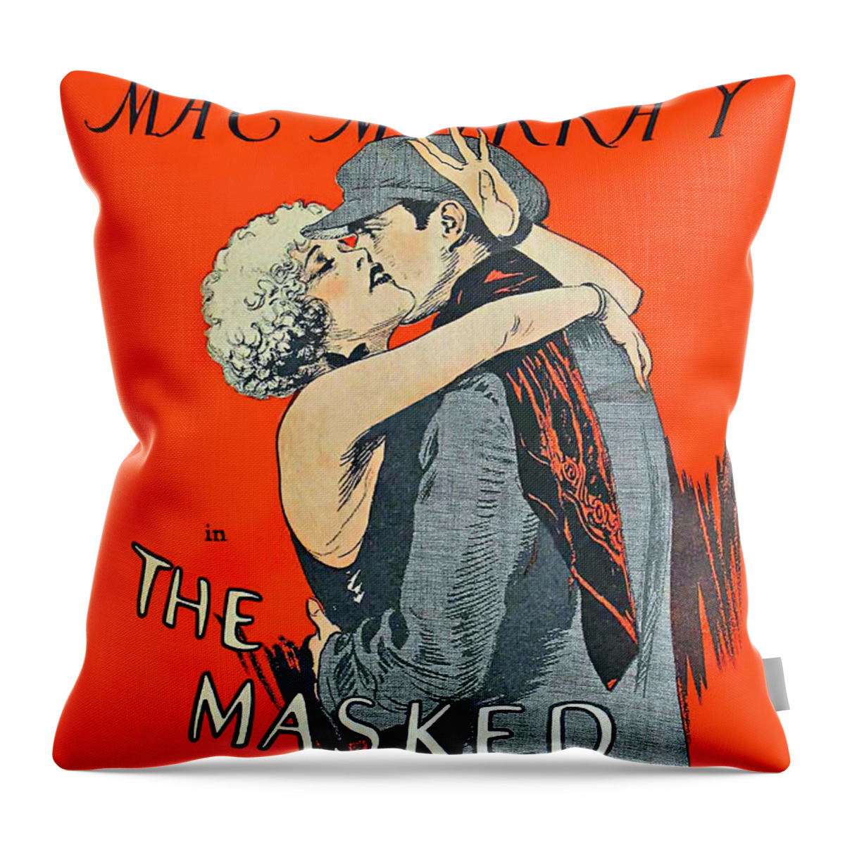 Masked Throw Pillow featuring the mixed media ''The Masked Bride'', with Mae Murray, 1925 by Movie World Posters