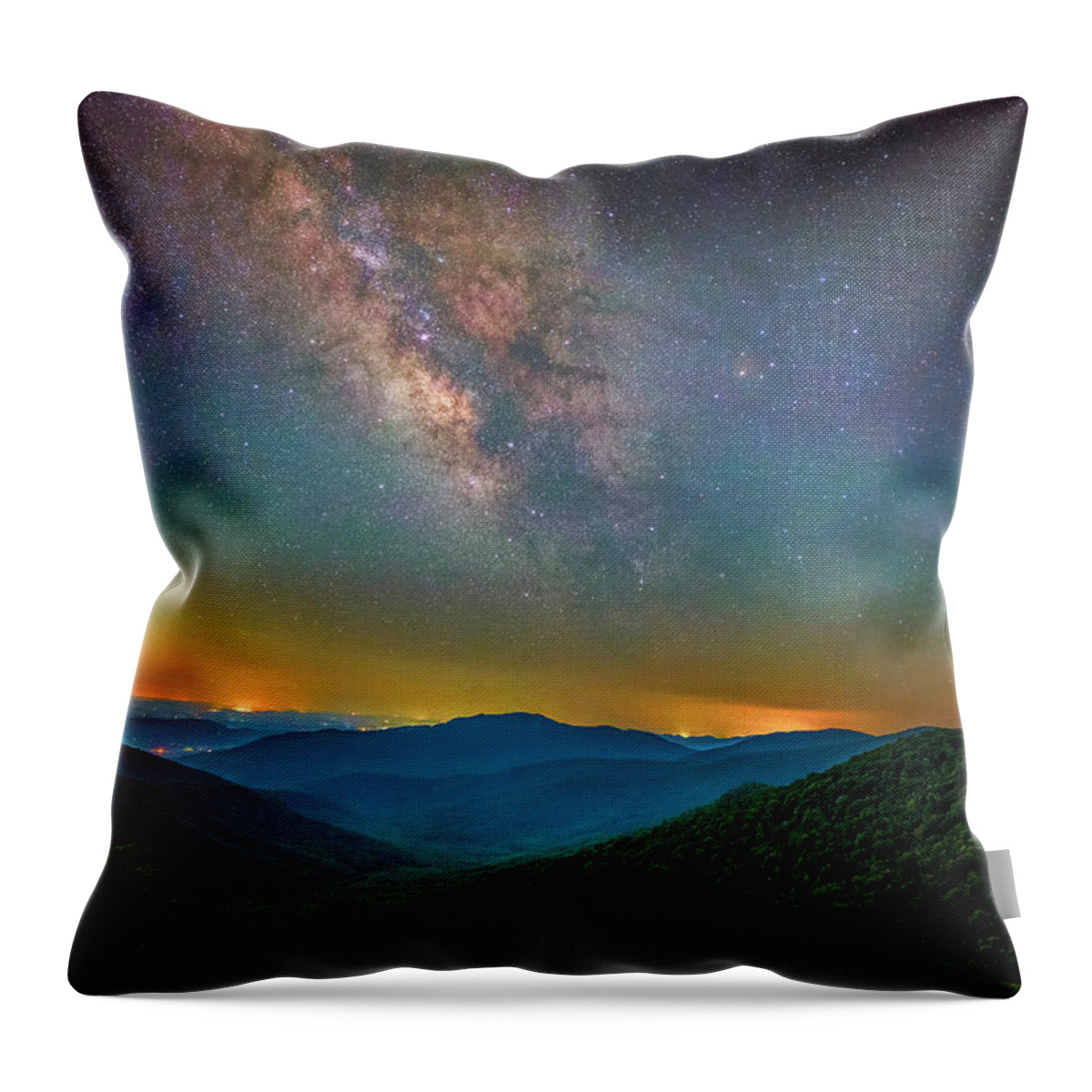 The Milky Way Over Shenandoah Throw Pillow featuring the photograph The Milky Way Over Shenandoah by Mark Papke
