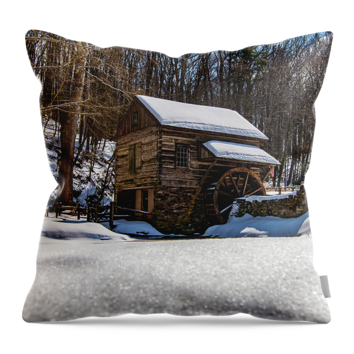 Cuttalossa Mill Throw Pillow featuring the photograph The Mill at Cuttalossa Farm by Rose Guinther