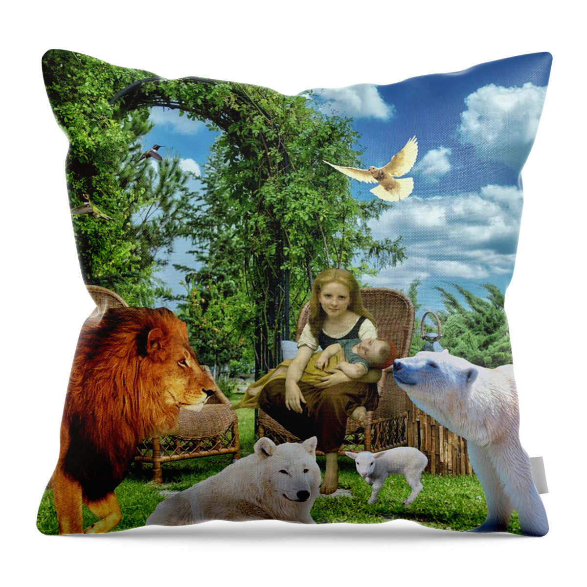 Lion Throw Pillow featuring the digital art The Millennium by Norman Brule
