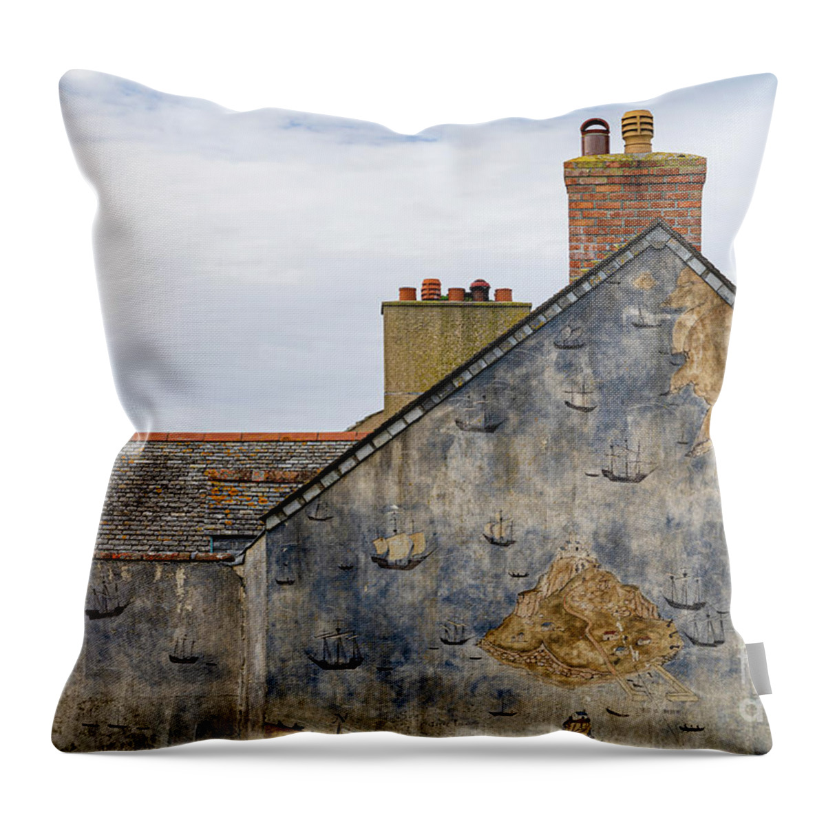 Wayne Moran Photograpy Throw Pillow featuring the photograph The Mural St Michael's Mount Cornwall England by Wayne Moran
