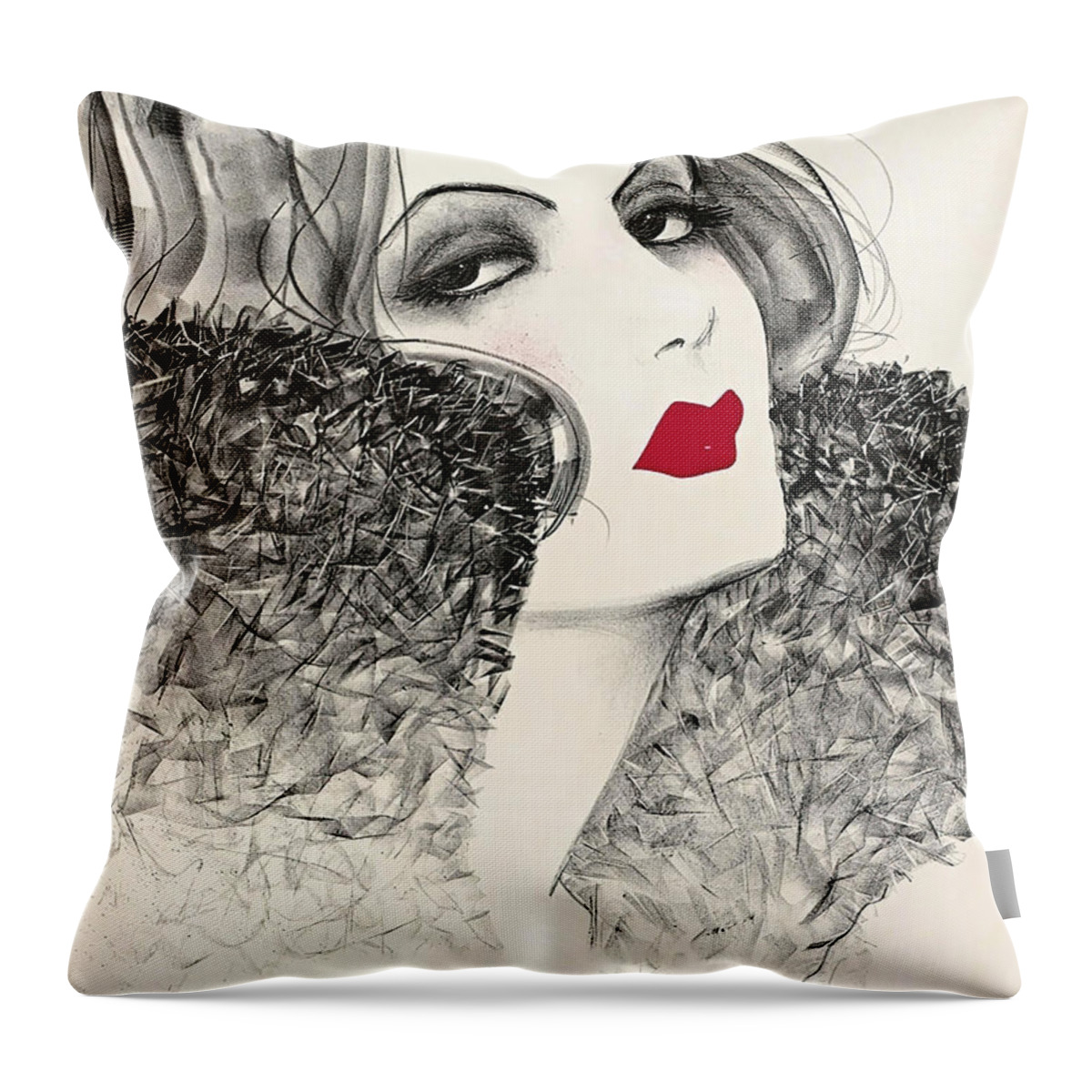 Mysterious Throw Pillow featuring the painting ''The Mysterious Lady'', 1928, movie poster painting by Sven Brasch by Movie World Posters