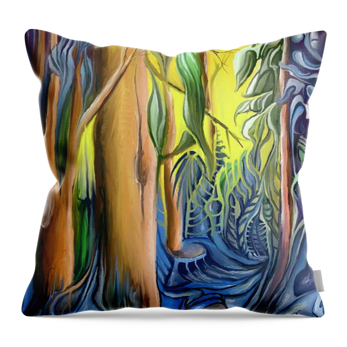 Tree Throw Pillow featuring the digital art The Northern trees by Darren Cannell