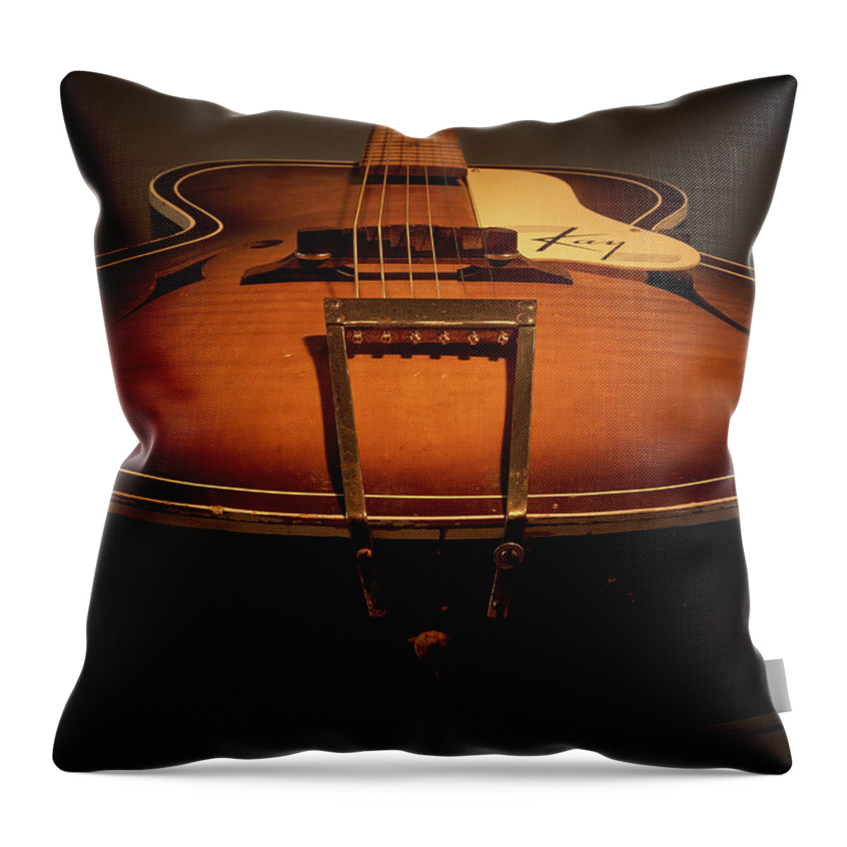 Guitar Throw Pillow featuring the photograph The Old Guitar by Deborah Ritch