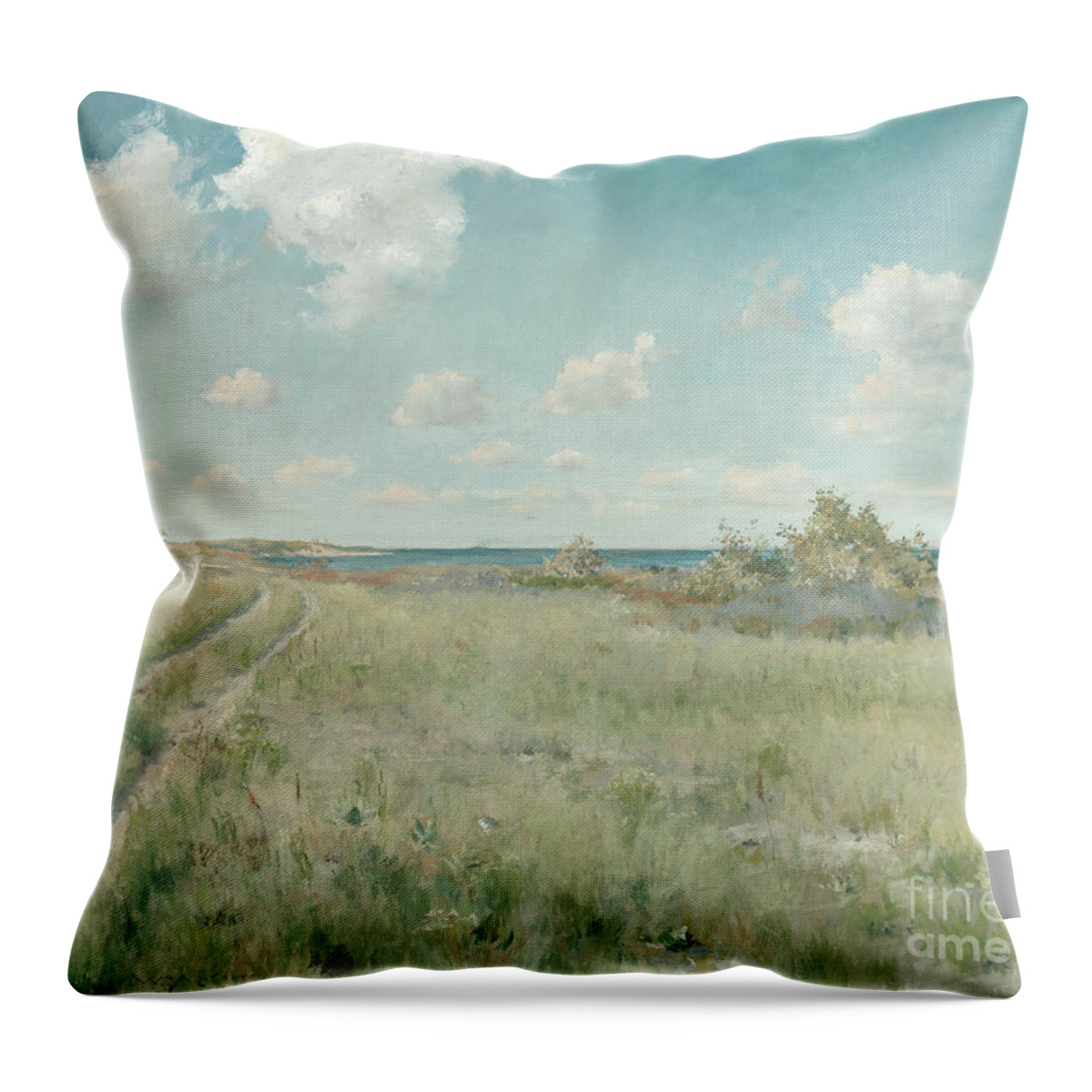 The Old Road To The Sea Throw Pillow featuring the painting The Old Road to the Sea, circa 1893 by William Merritt Chase