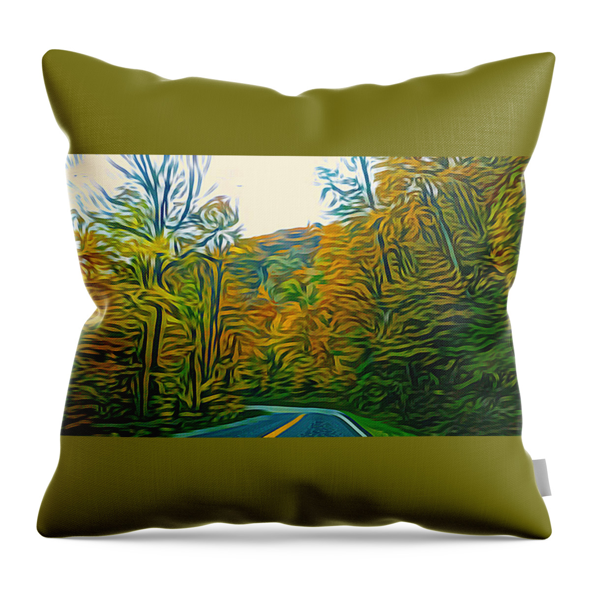Nature Throw Pillow featuring the mixed media The Open Colorful Road by Ally White