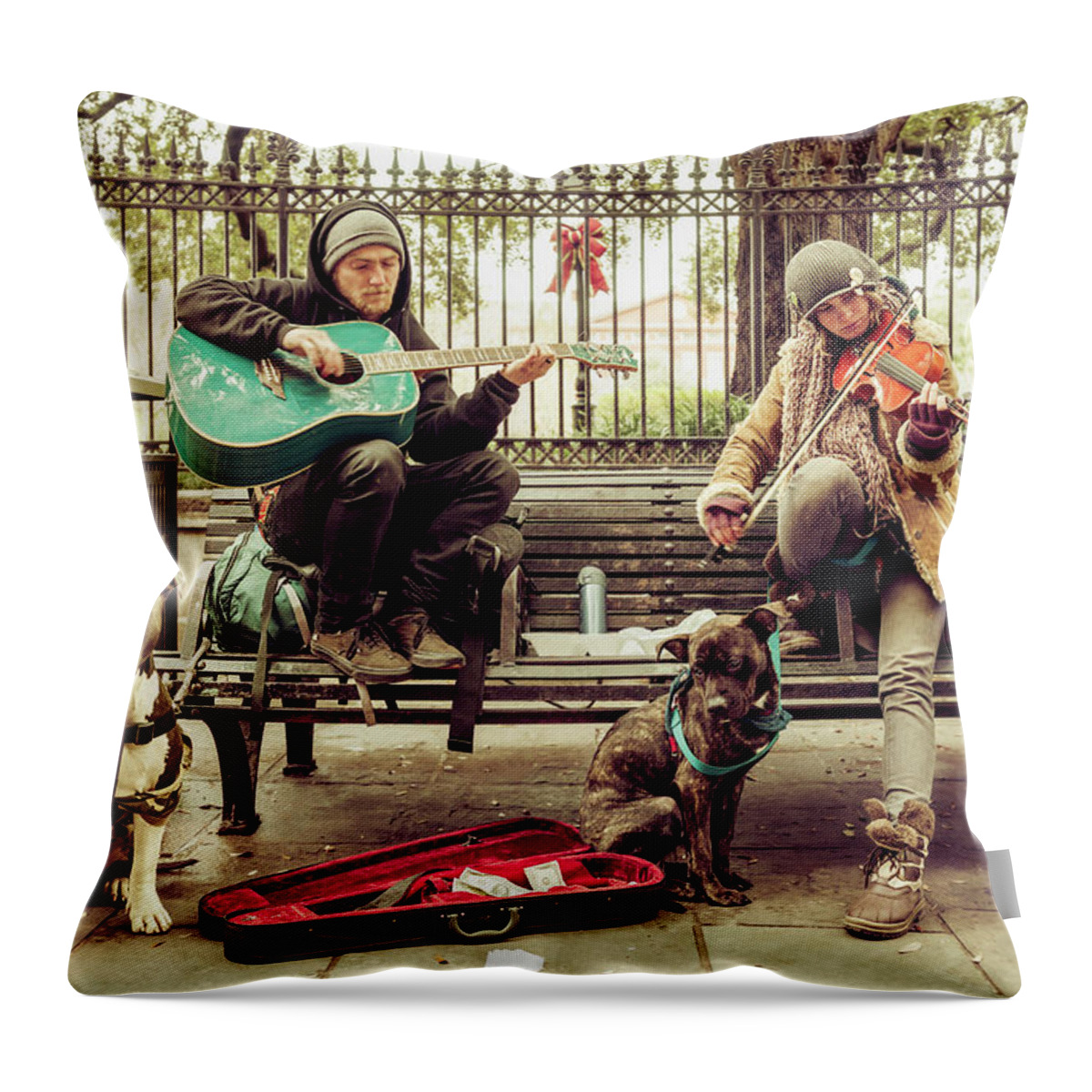 Birthplace Of Jazz Throw Pillow featuring the photograph The Pack by Darrell DeRosia