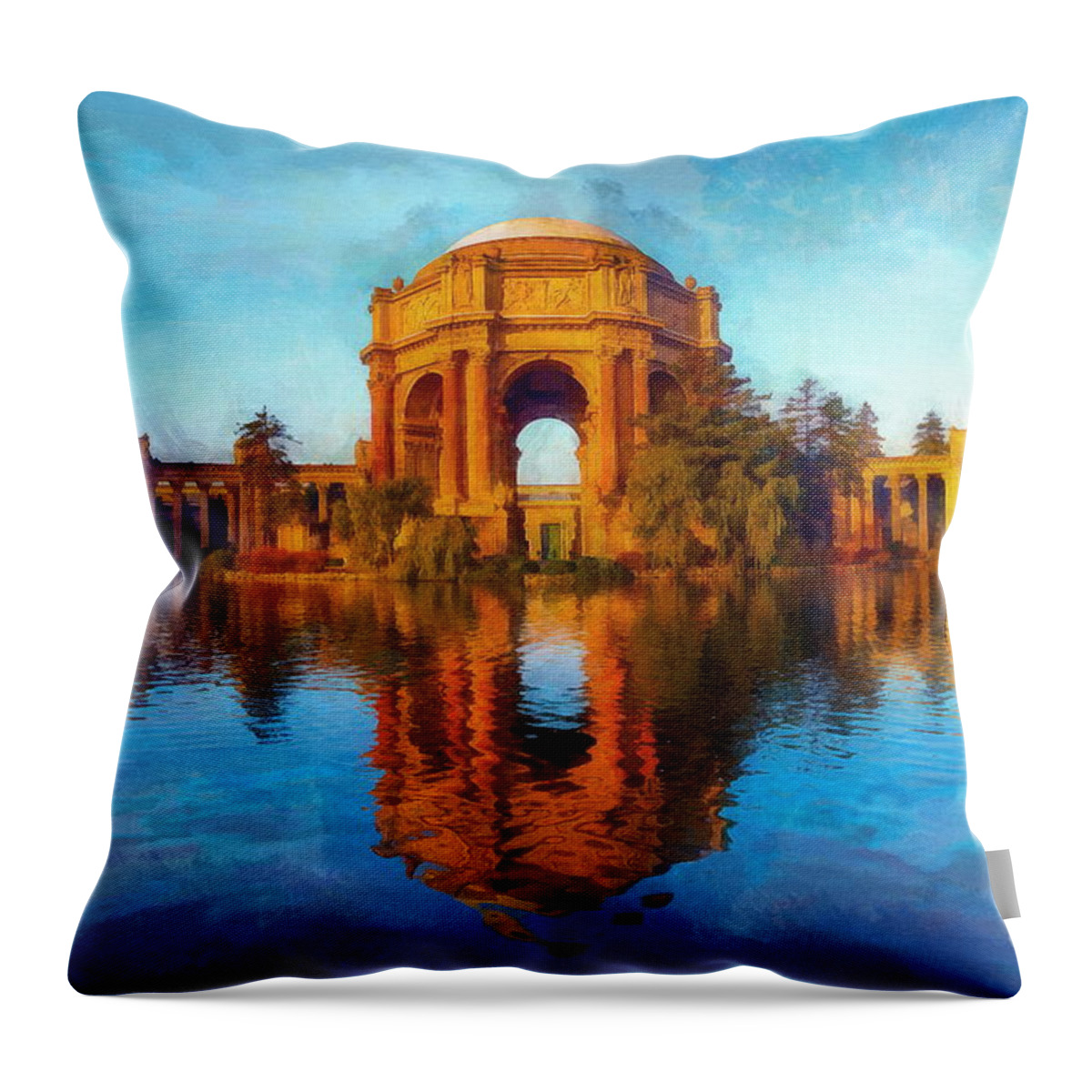 The Palace Of Fine Arts Throw Pillow featuring the digital art The Palace of Fine Arts, SF by Jerzy Czyz