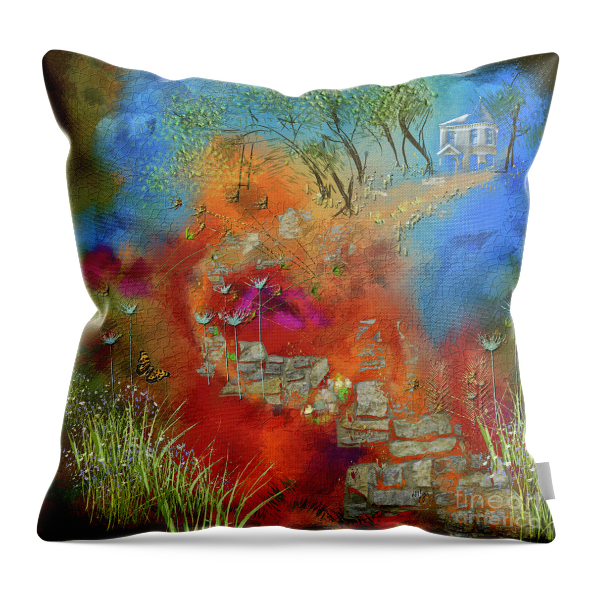 Path Throw Pillow featuring the digital art The Path Back To Childhood by Lois Bryan