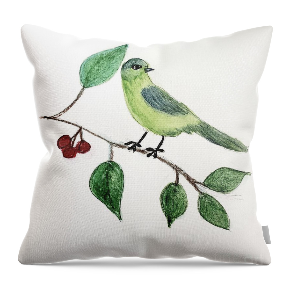 Bird Throw Pillow featuring the painting A Key West Pause by Margaret Welsh Willowsilk