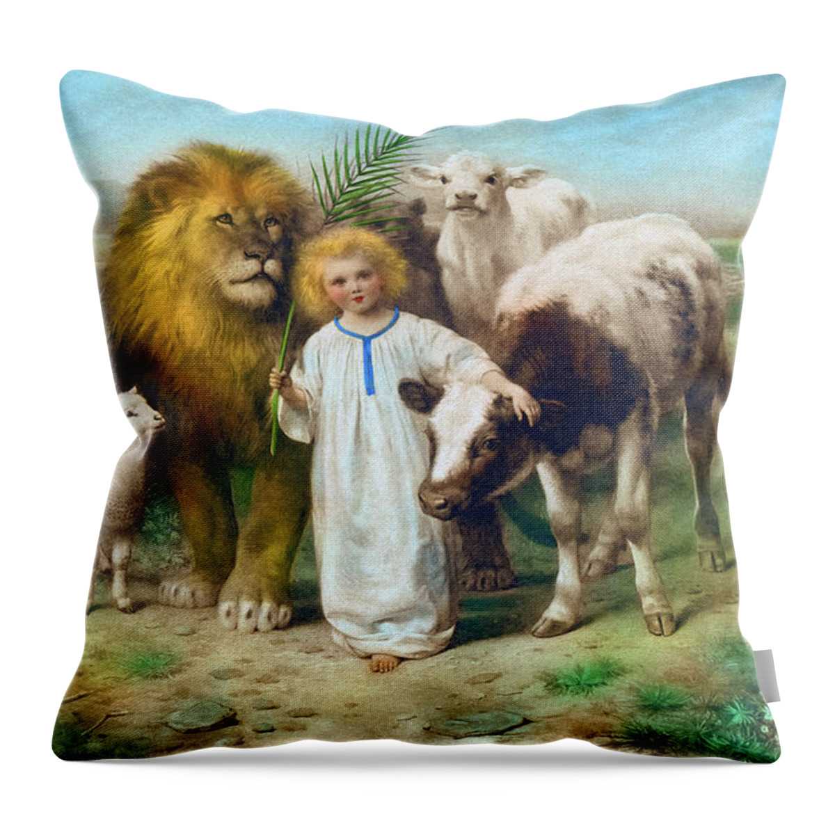 William Strutt Throw Pillow featuring the painting The Peace, 1896 by William Strutt