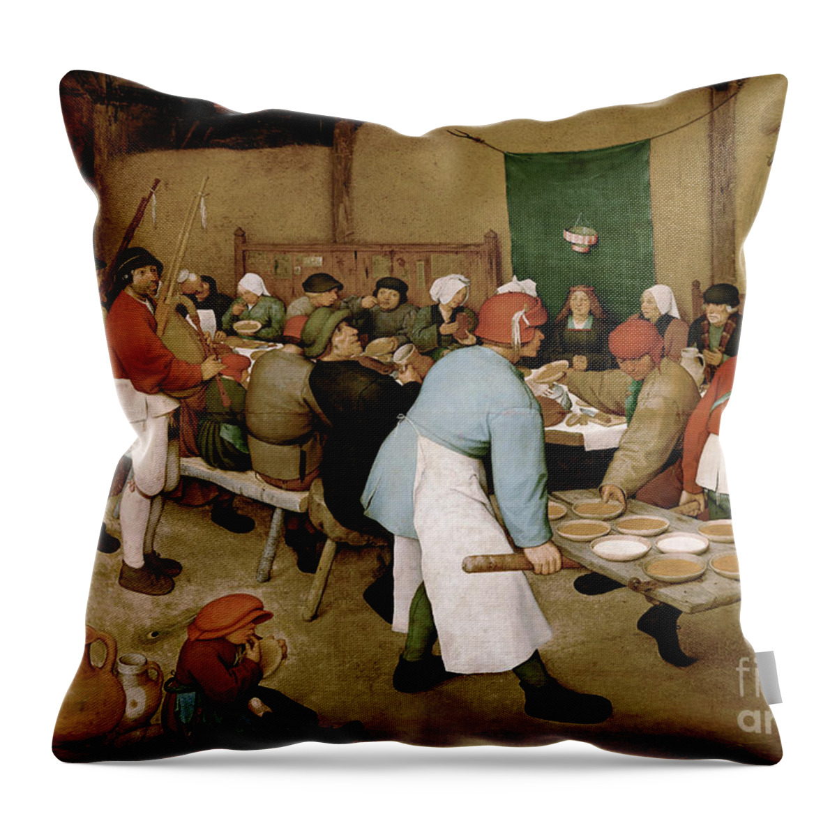 16th Century Throw Pillow featuring the painting The Peasant Wedding, c1567 by Pieter Bruegel the Elder