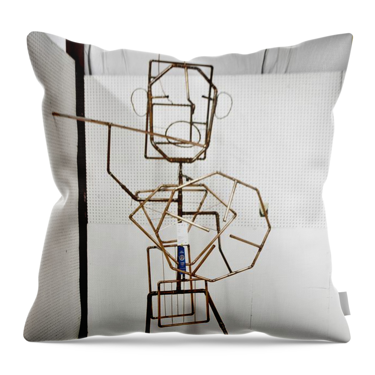 Copper Throw Pillow featuring the sculpture The Pen is Mightier than the Sword by Addison Likins