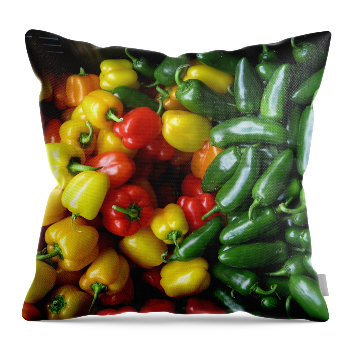 Red Bell Peppers Throw Pillow featuring the photograph The Pepper Fight by David Zimmerman
