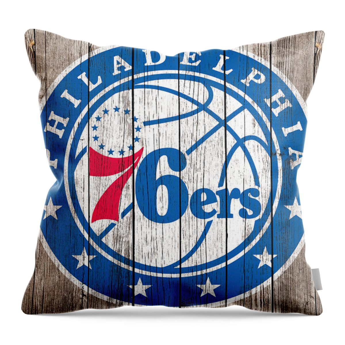 Philadelphia 76ers Throw Pillow featuring the mixed media The Philadelphia 76ers 1b by Brian Reaves