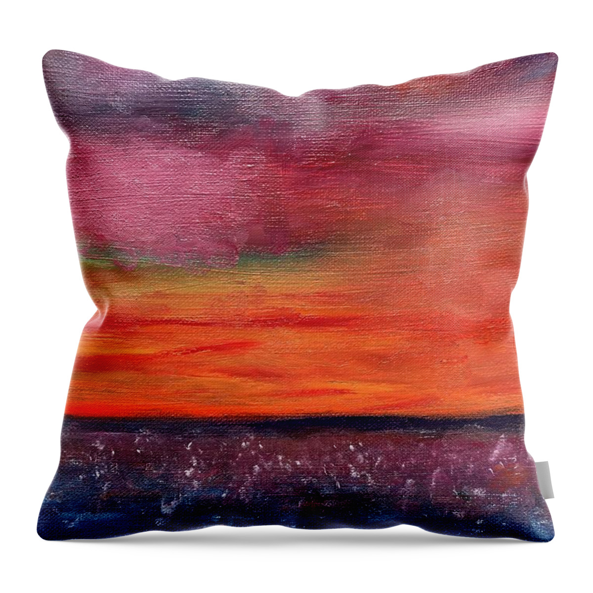 Pink Throw Pillow featuring the painting The Pink Sky by Susan Grunin
