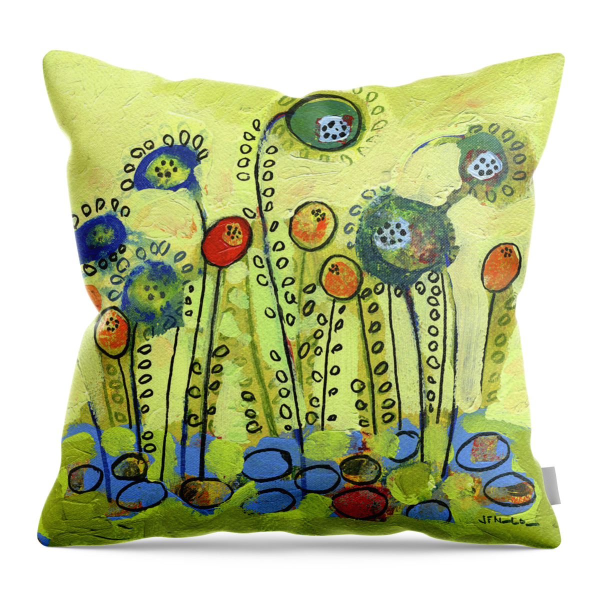 Spring Throw Pillow featuring the painting The Propagation of Spring No 3 by Jennifer Lommers