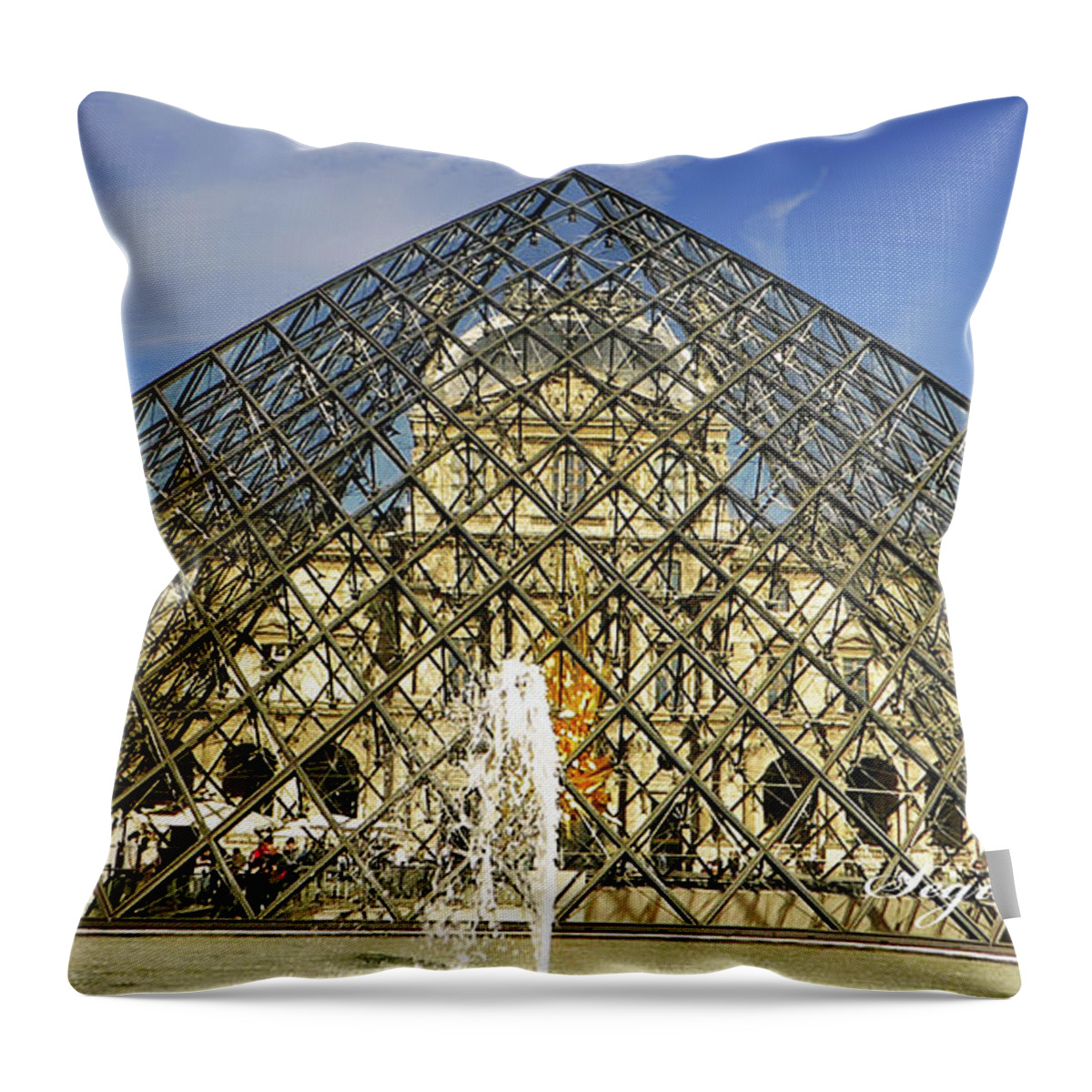 Louvre Throw Pillow featuring the photograph The Pyramid by Segura Shaw Photography