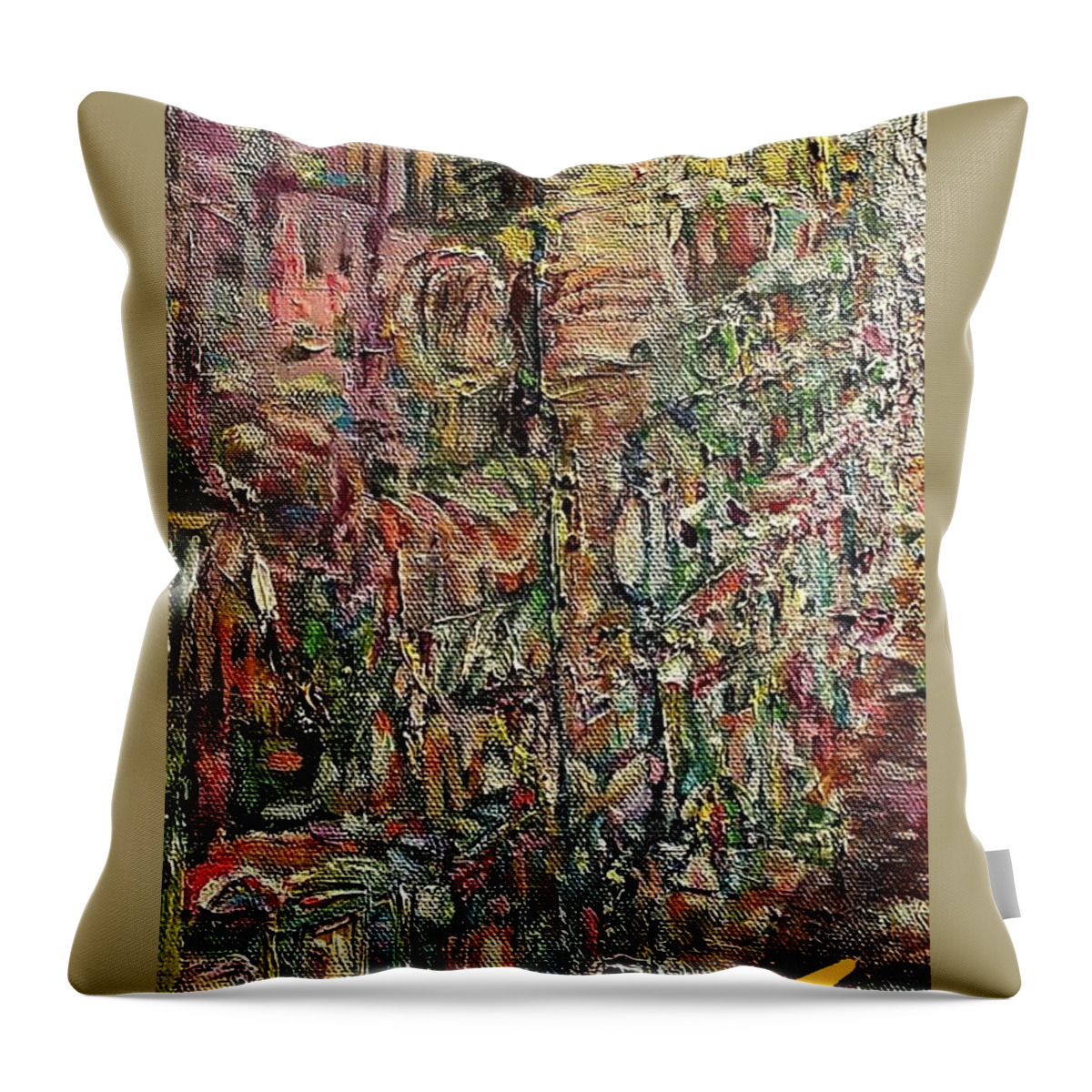 French Quarter Throw Pillow featuring the painting The Quarter by Julie TuckerDemps