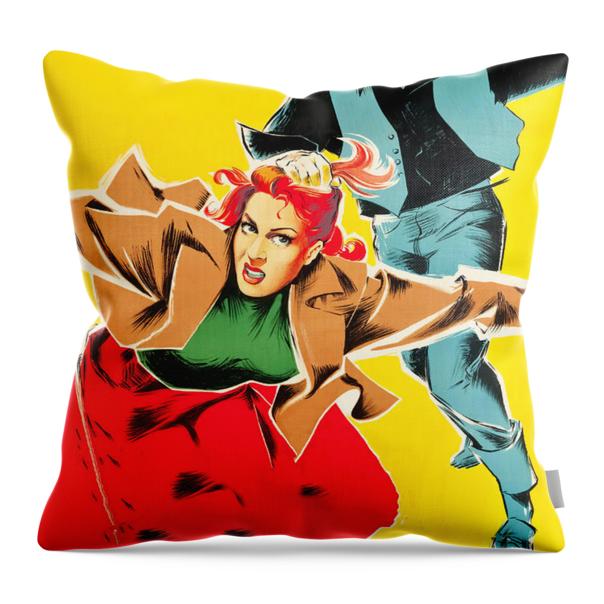Quiet Throw Pillow featuring the painting ''The Quiet Man'', 1952, movie poster painting by Clement Hurel by Movie World Posters