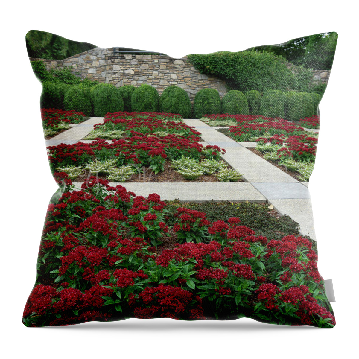 #quiltgarden#botanicals#ncarboretum#asheville#northcarolina#usa Throw Pillow featuring the photograph The Quilt Garden by Katherine Y Mangum