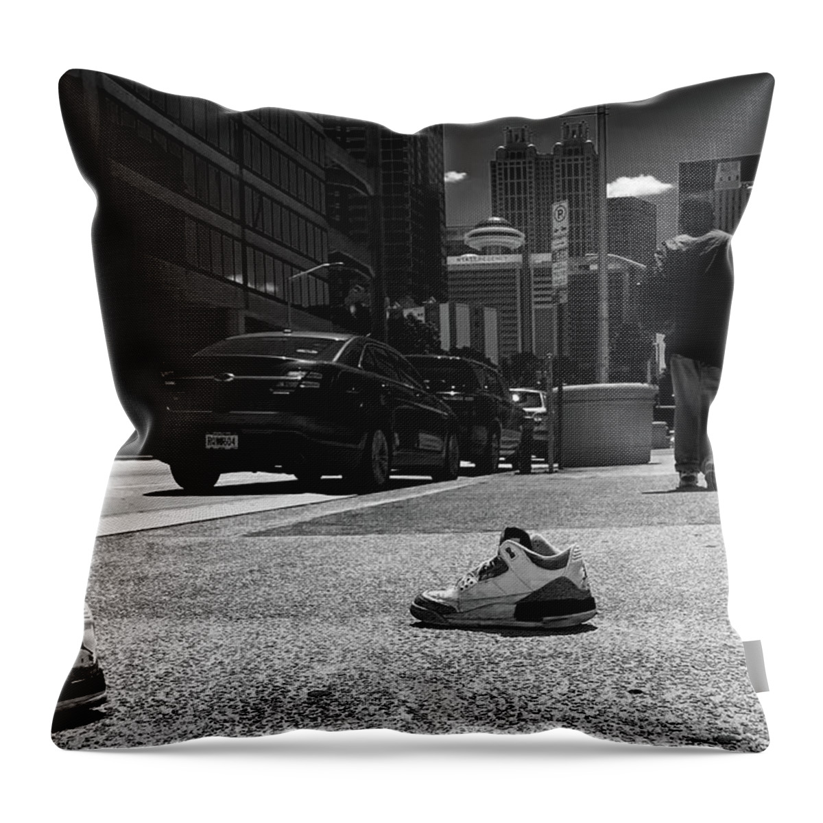 Black And White Throw Pillow featuring the photograph The Rapture- Air Corvid-19's by D Justin Johns