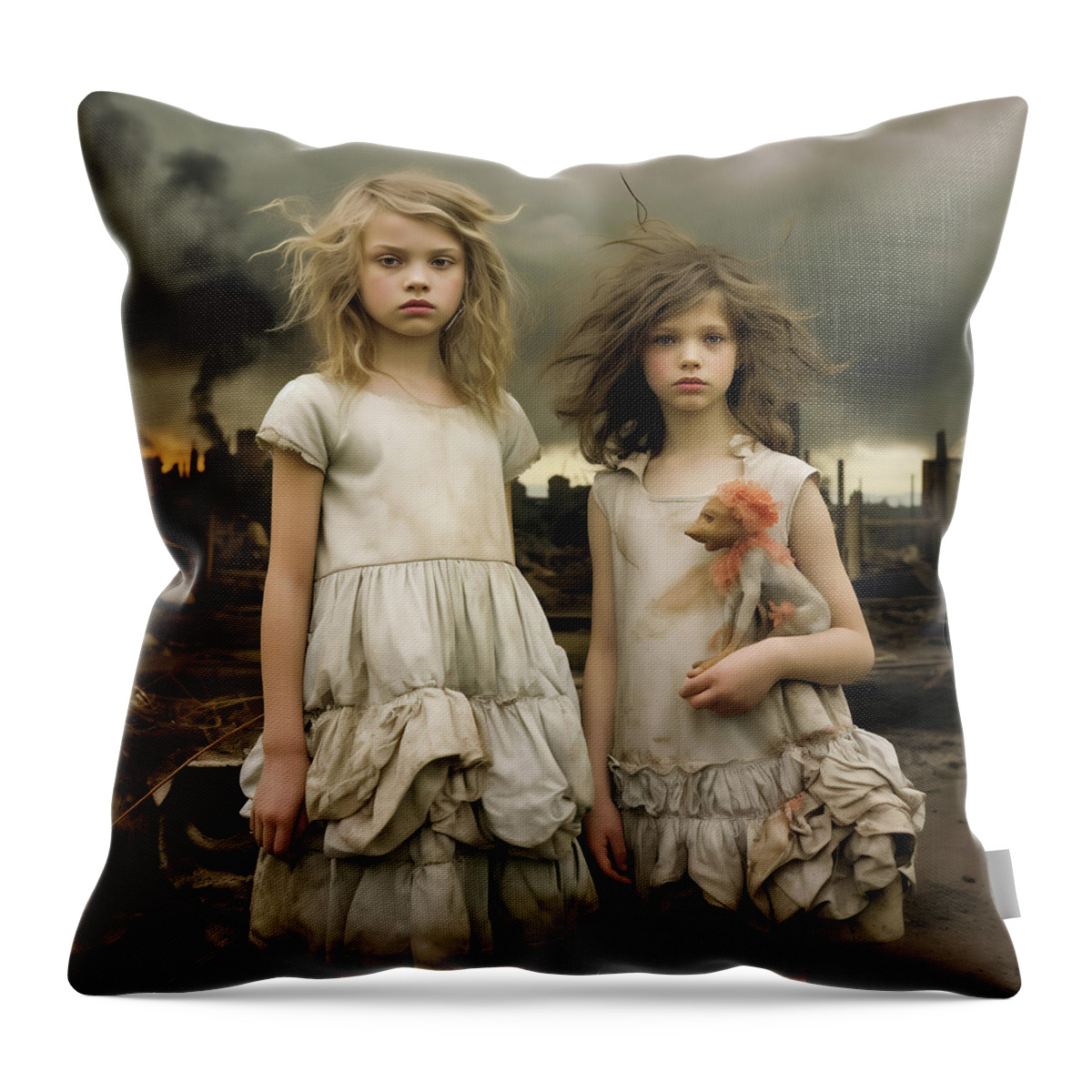 Suffering Throw Pillow featuring the digital art The Real Picture of War by Robert Knight