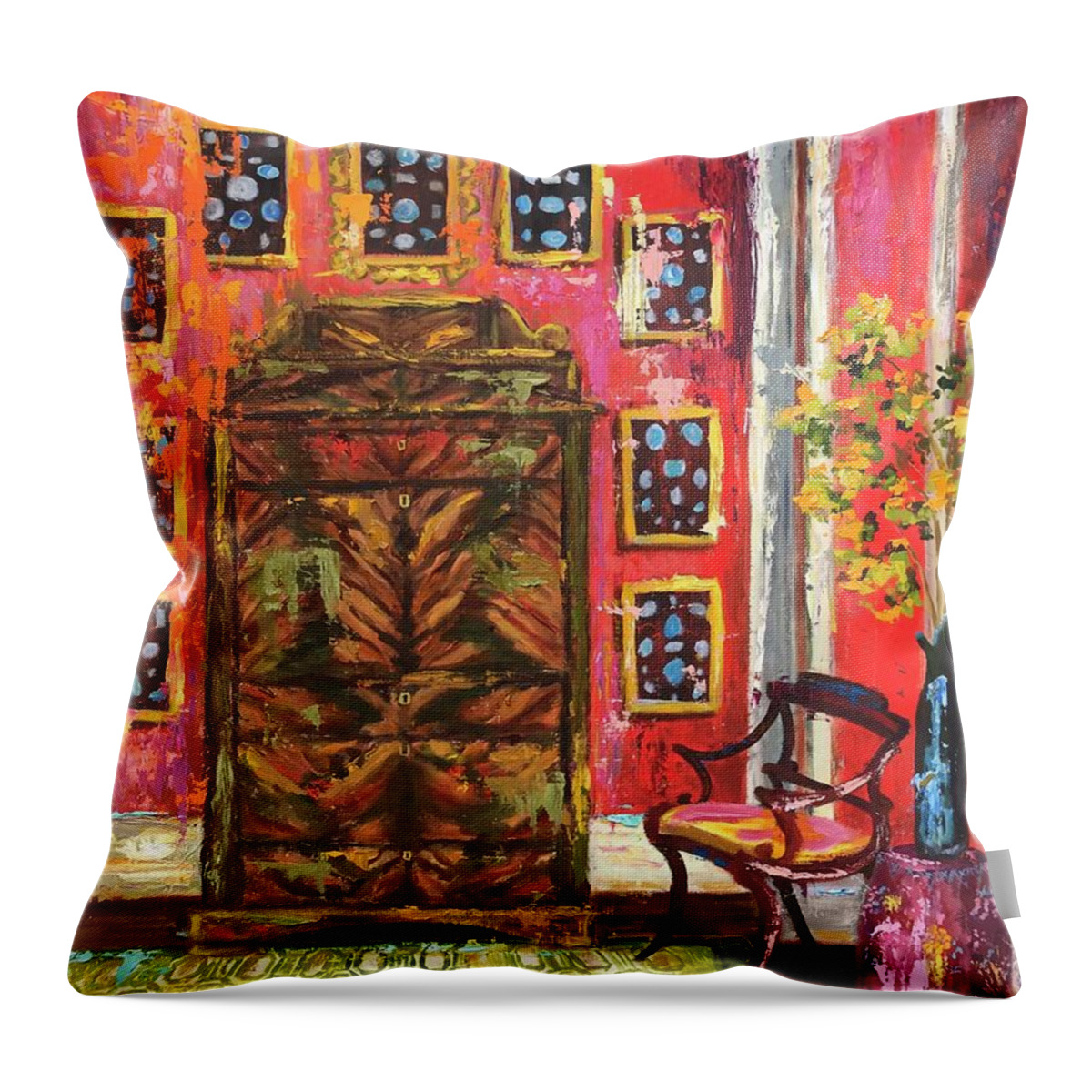 Room Throw Pillow featuring the painting The Red Room by Sherrell Rodgers