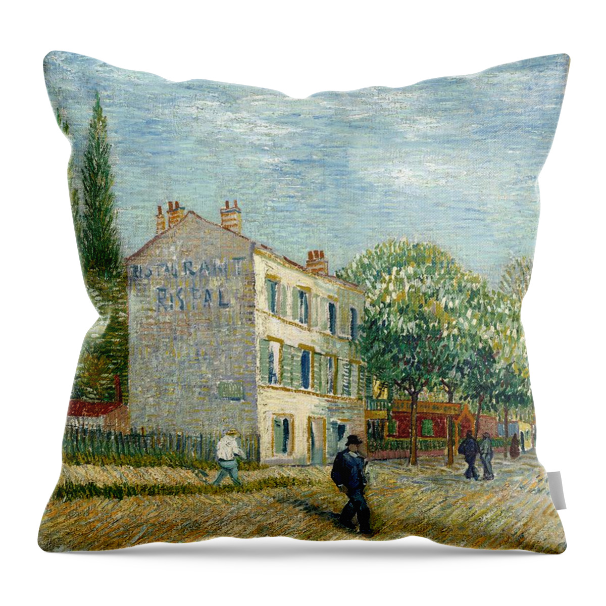 The Restaurant Rispal In Asnières Throw Pillow featuring the painting The Restaurant Rispal in Asnieres by Vincent van Gogh
