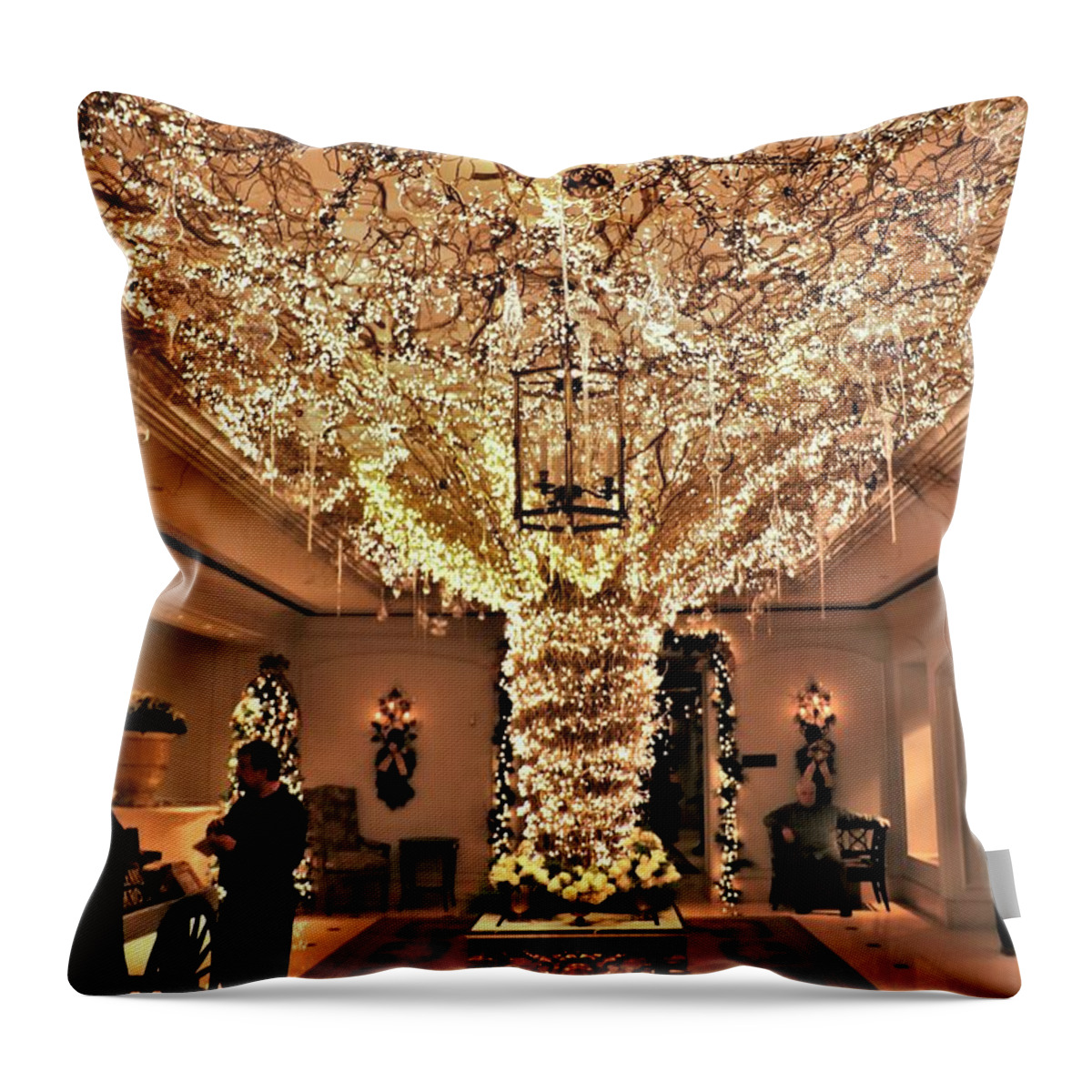 Christmas Throw Pillow featuring the photograph The Ritz Christmas New Orleans by William Rockwell