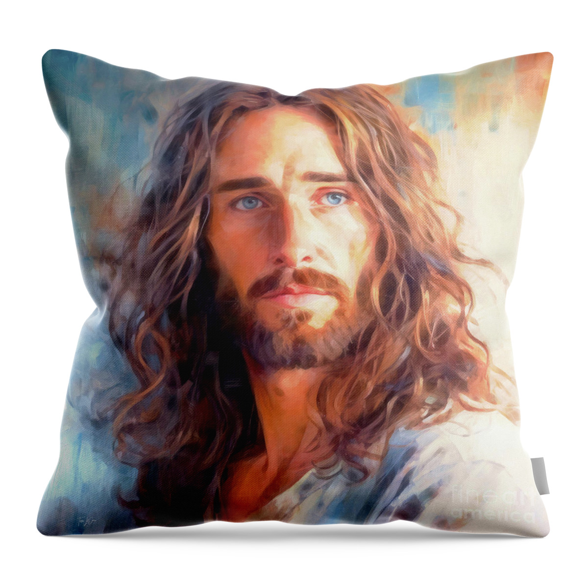  Jesus Christ Throw Pillow featuring the painting The Saviour by Tina LeCour