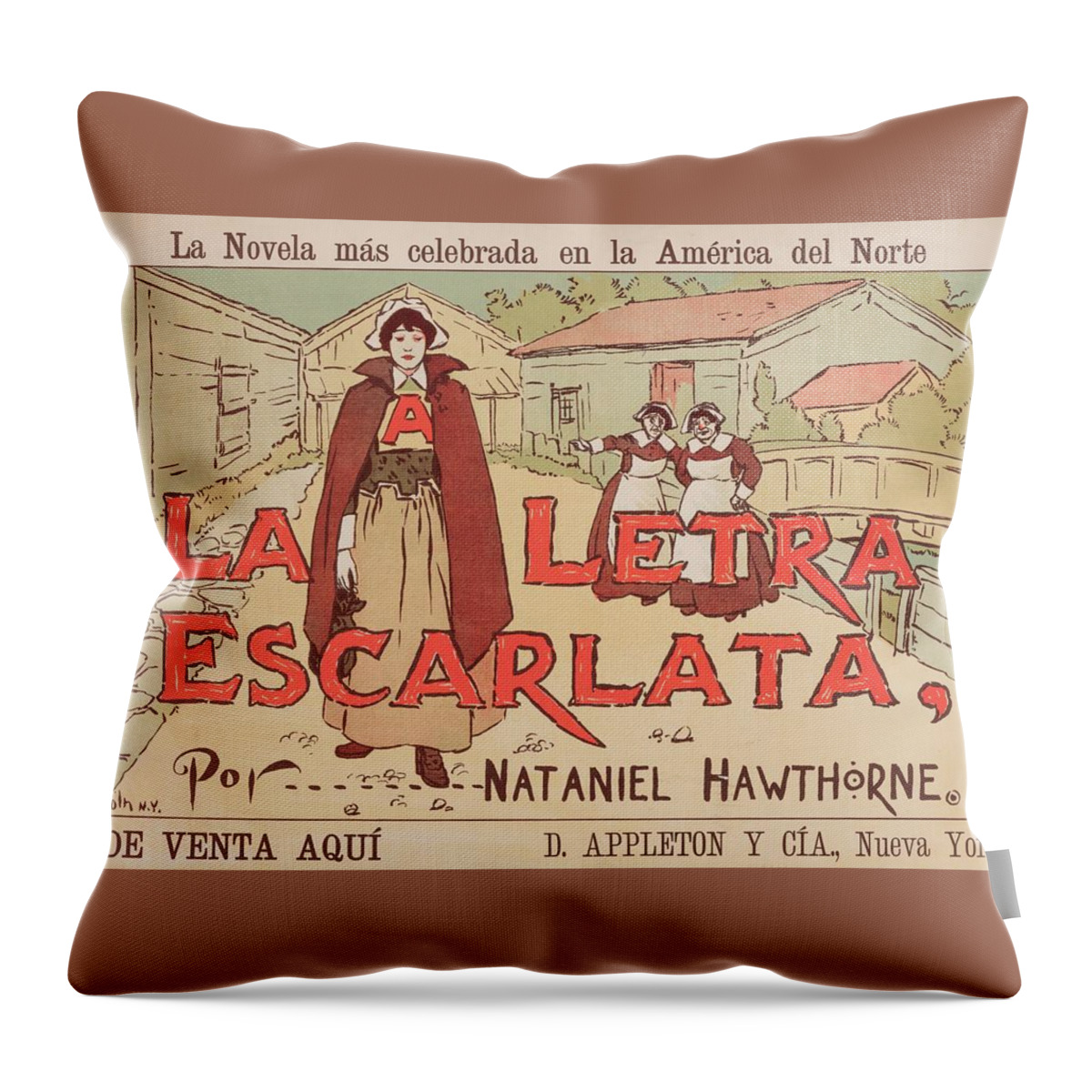 Americana Throw Pillow featuring the digital art The Scarlet Letter 1894 In Espanol by Kim Kent